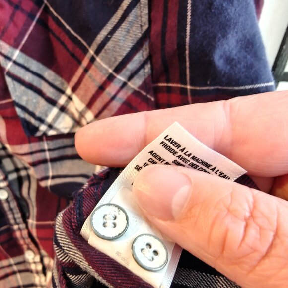 Aeropostale Women's Red White Blue Plaid Flannel Button Up Size L Fall Autumn - Picture 6 of 6